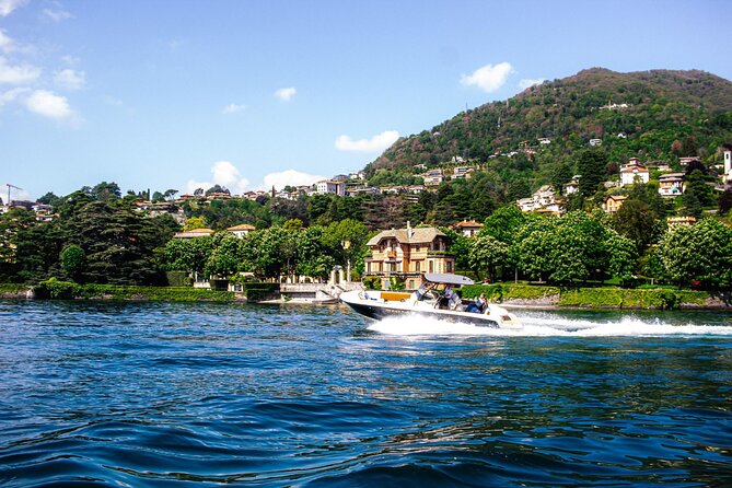 4H Como Lake Cruise drop of Bellagio and Varenna on Tender Yacht - The western shore run: Cernobbio, Villa d’Este area, and Laglio star power