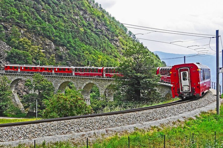 From Milan: Lake Como Cruise, St. Moritz & Bernina Red Train - The Bernina Red Train: the main event across Switzerland’s Alps